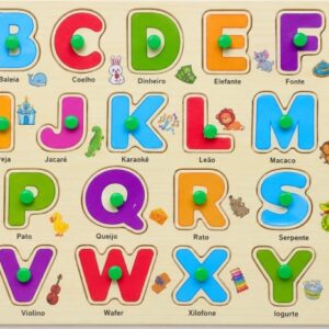 BRINQUEDO CONJUNTO EDUCATIVO ALFABETO DE MADEIRA